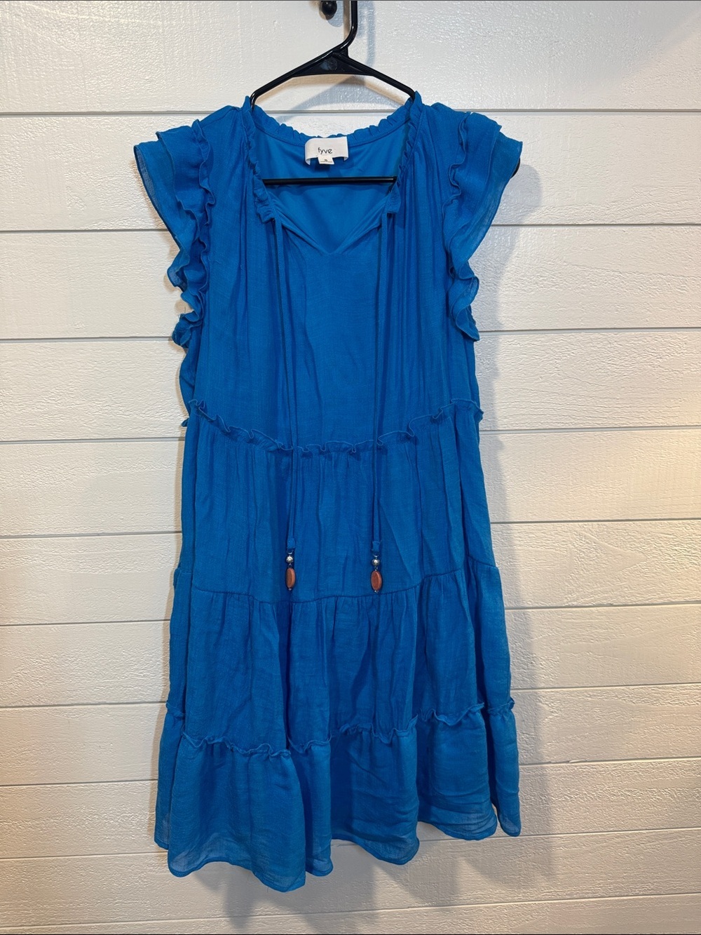 FYVE Blue Ruffle Tiered Midi Dress- small